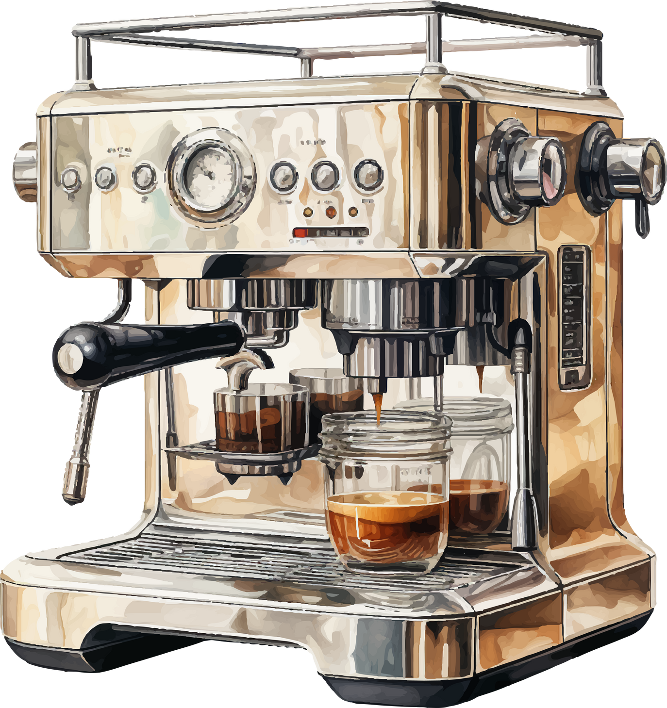 coffee machine watercolor illustration
